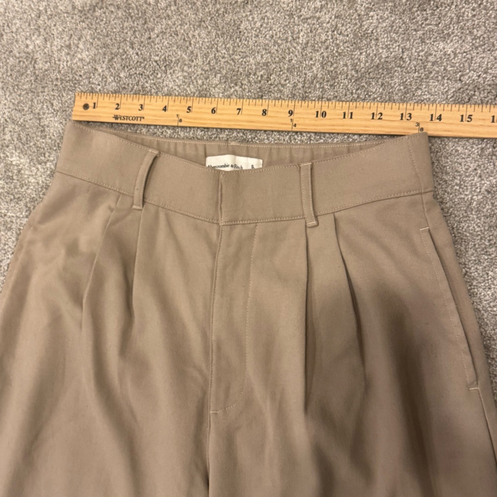 ABERCROMBIE & FITCH Sloane Wide-Leg Trouser Pants Tan Beige EUC Size Small Long - Picture 10 of 11